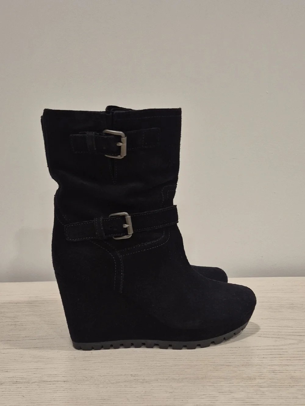 Prada Black 8.5 Wedge Ankle Boots